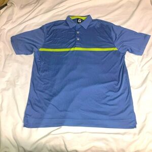 FootJoy Golf Polo Blue With Green Stripe 2XL
